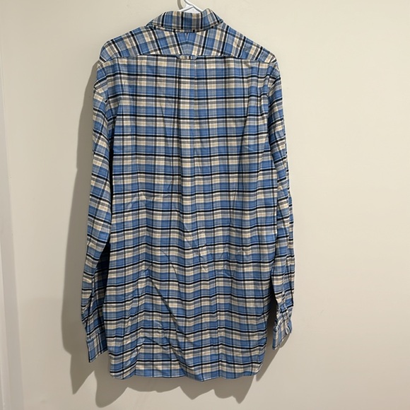 Lands End Men’s Plaid Button Down Shirt 17-37 Tall Supima No Iron Oxford - Picture 3 of 4